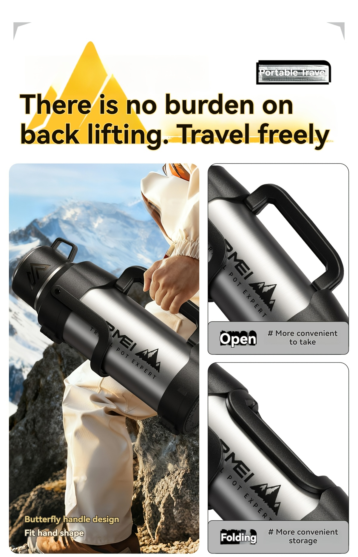 1 stainless steel large capacity in multiple sizes with a handle and cup lid featuring a tea storage compartment and maintaining temperature for suitable for outdoor use and camping Product details 20