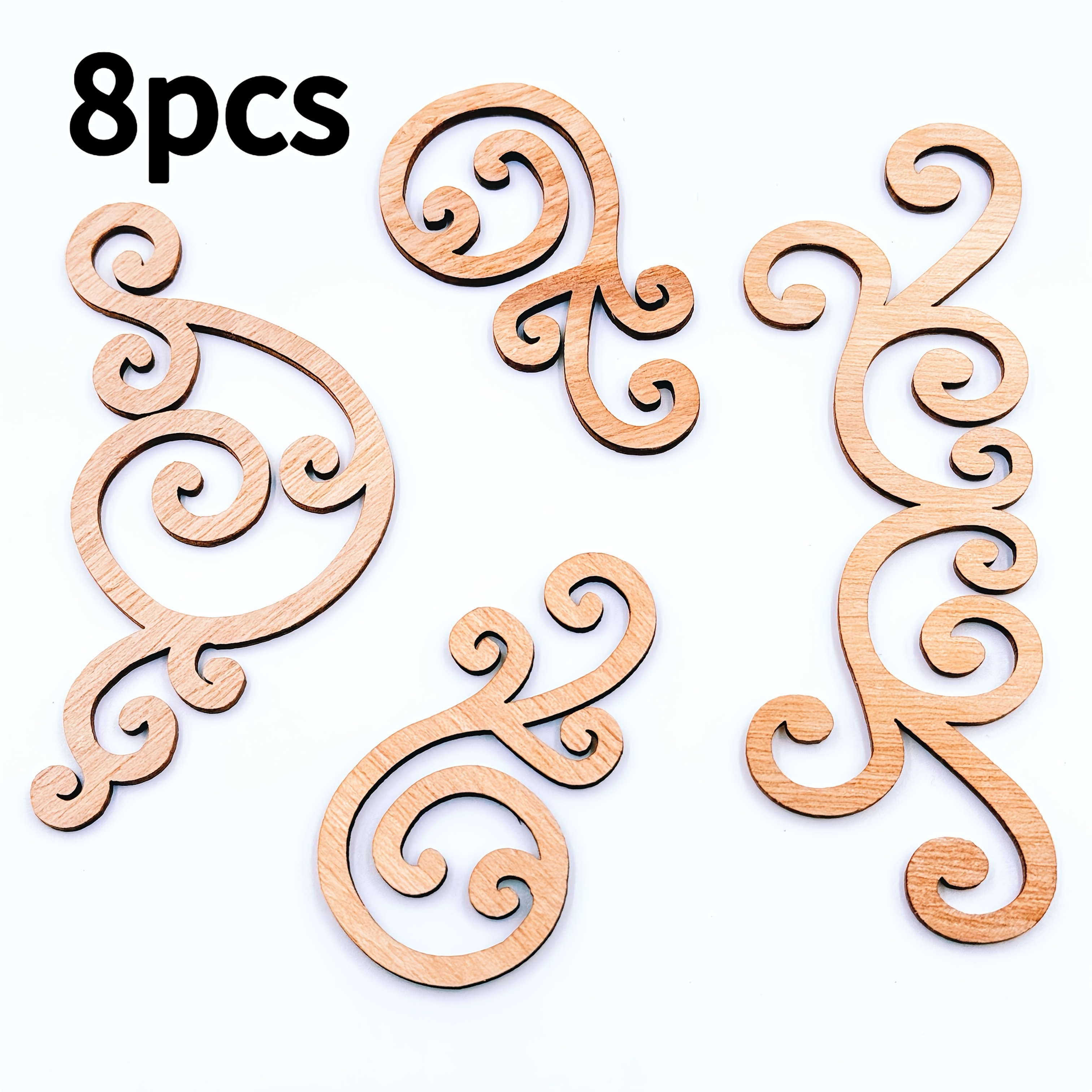 Set Of 8 Slices With Floral Designs For Projects, Scrapbooking, Home Decoration, Handmade Embellishments, And Artistic Ornaments