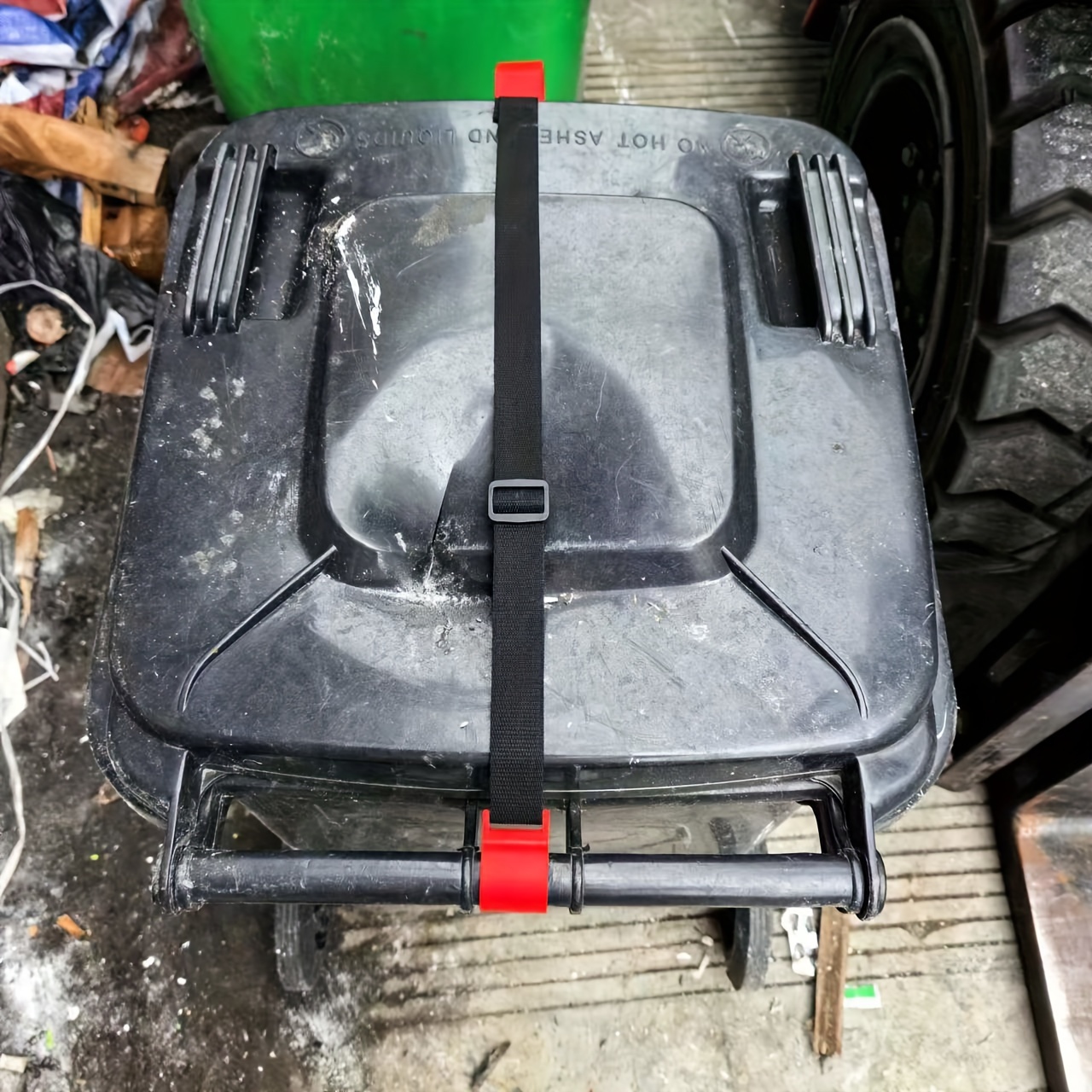 Secure Locking Lid Clamp Outdoor Trash Cans Plastic Material Temu