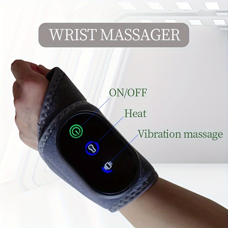 

1pc Hot Compress Wrist Massager Hand Joint Vibration Massager - Heating Gray Portable Rechargeable