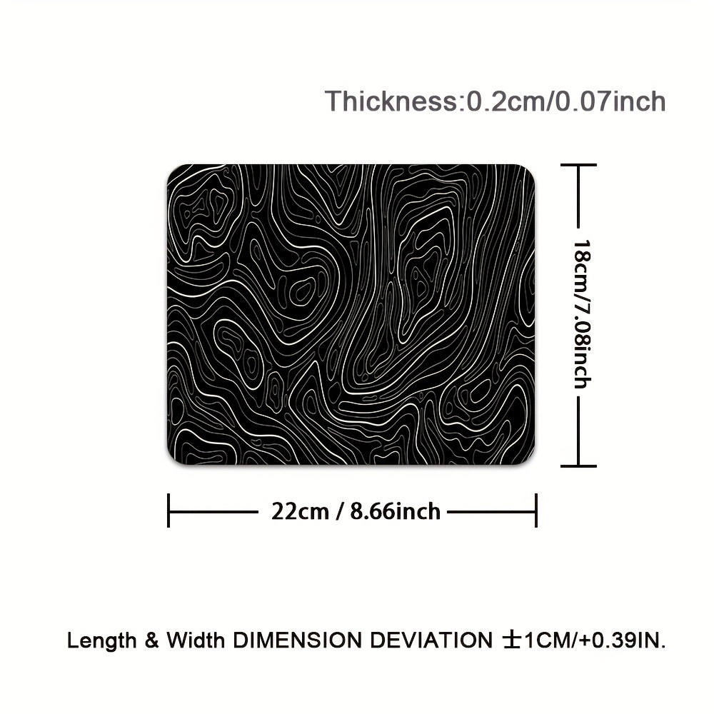 TEMU White Striped Anti-slip Mouse Pad And Desk Mat With A Cool Black-and-white , Durable Non-slip Surface. Suitable For Gaming, Office Use, Laptops,