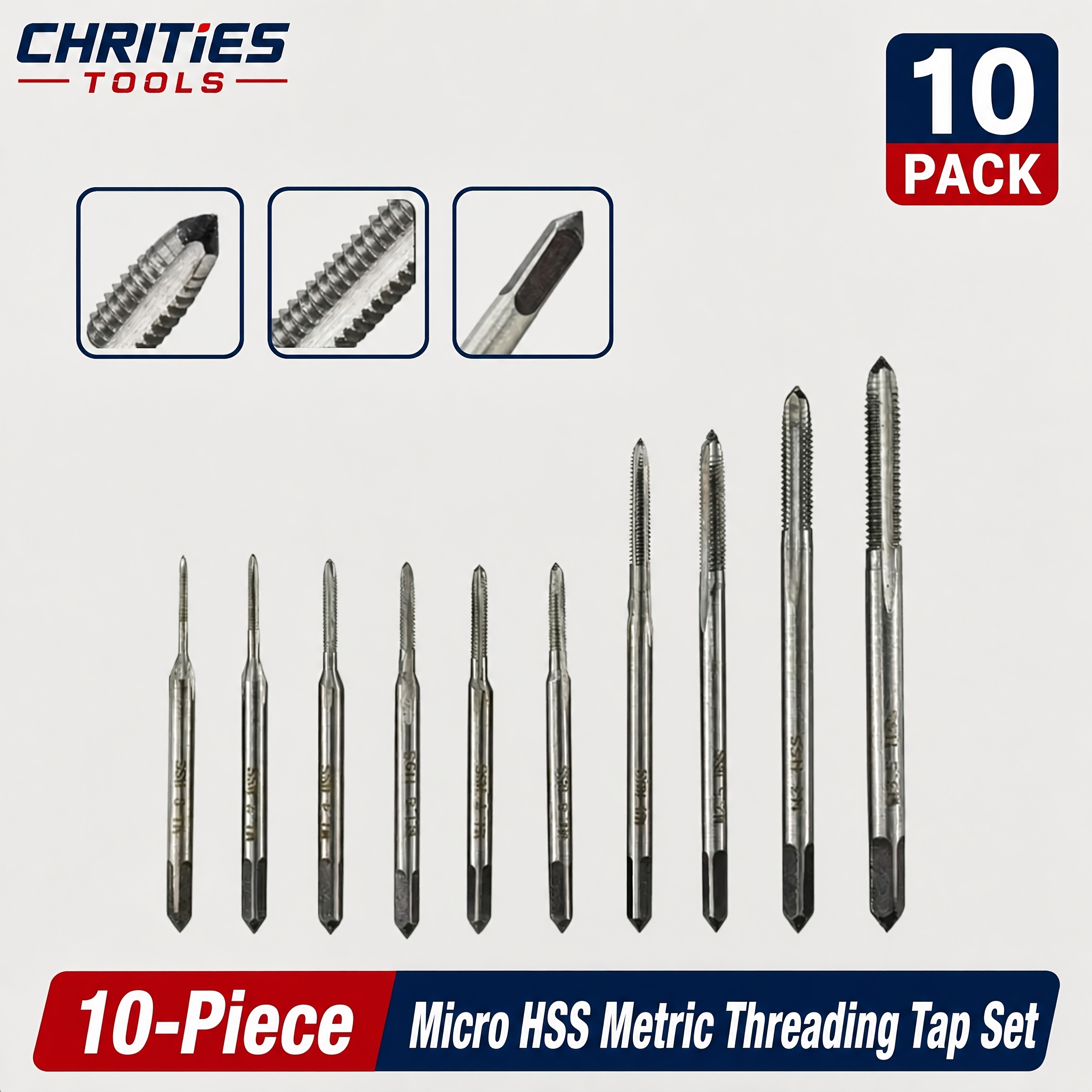 10pcs Hss Micro Taps Set - Small Hand Threading Tools Drilling And Tapping
