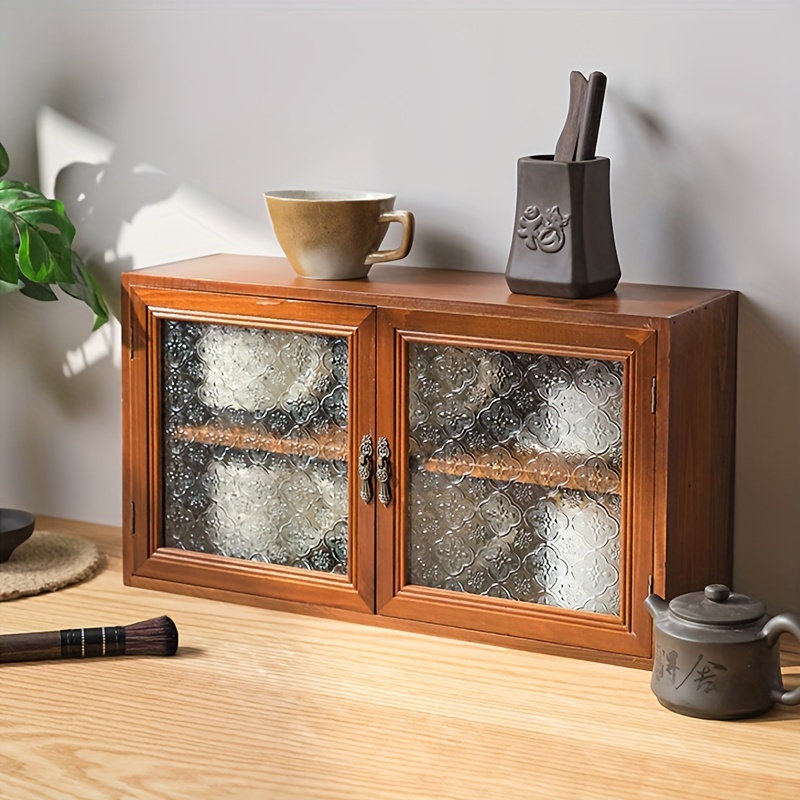 

Vintage -style Solid Wood Display Cabinet With - Freestanding, Lightweight Organizer For Cosmetics &
