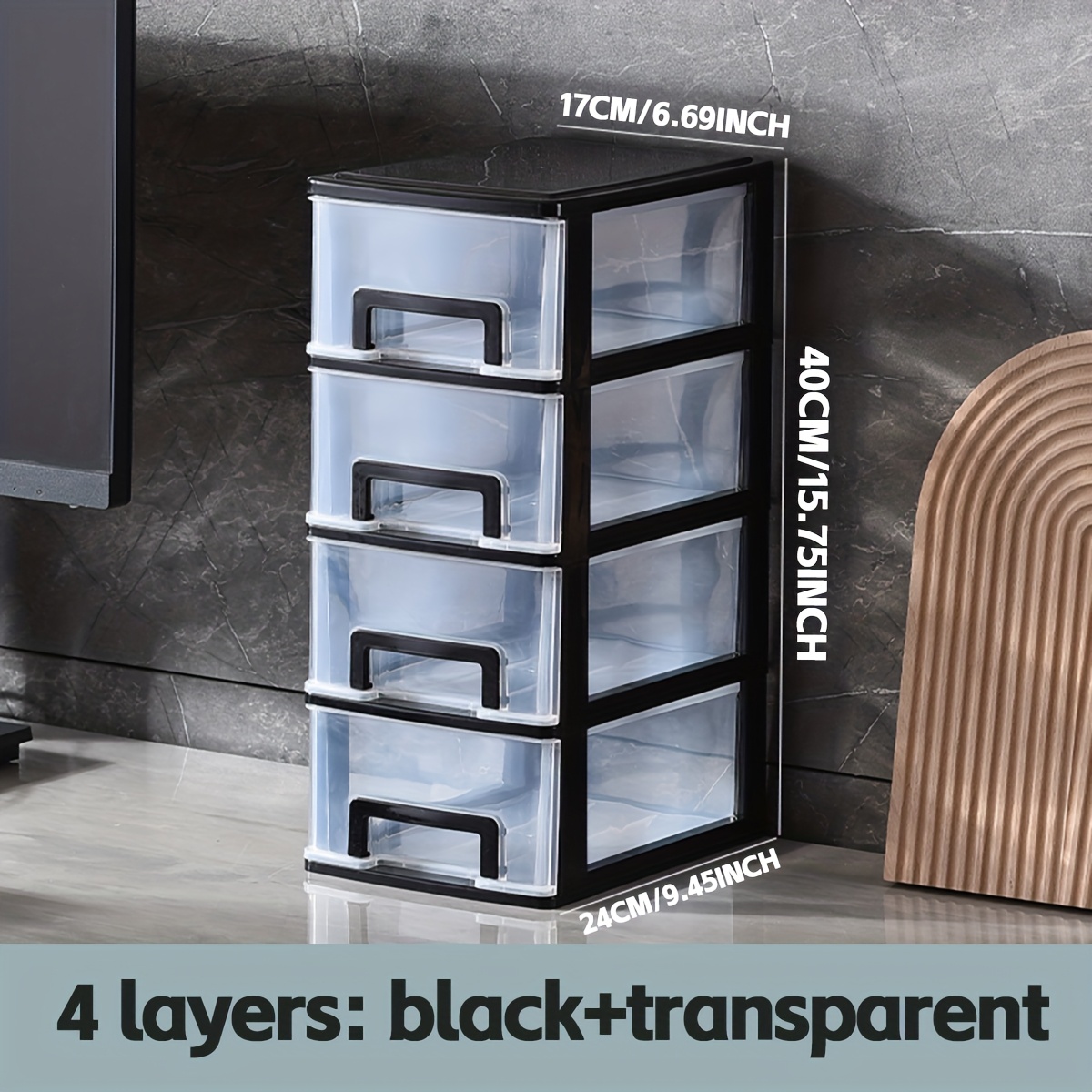 schreibtisch-aufbewahrungsbox mit schubladen & sortierfunktion (3/4 ebenen) – transparent ( ), zur aufbewahrung von büroartikeln, schreibwaren & schmuck.   für klassenzimmer, wohnheime & kommoden; stapelbare kunststoff-schreibtischschubladen-organizer (4 farboptionen), schreibtisch- &