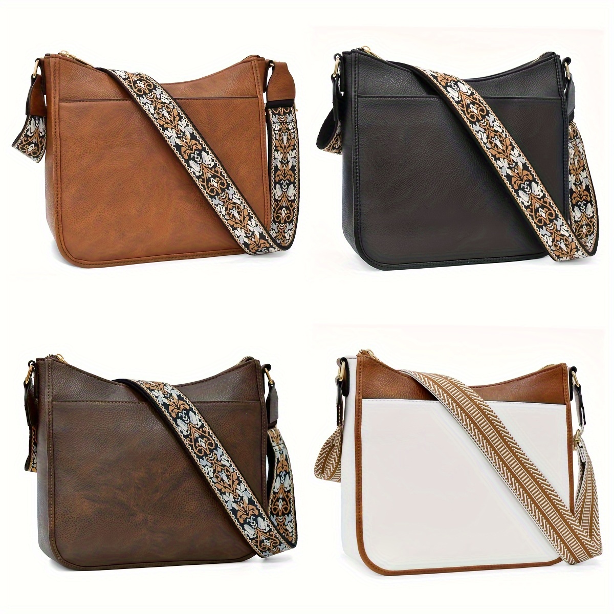 

Crossbody Bags For Women, Trendy Vegan Leather Hobo Purses, Retro Shoulder Handbags Set With Wide Shoulder Strap