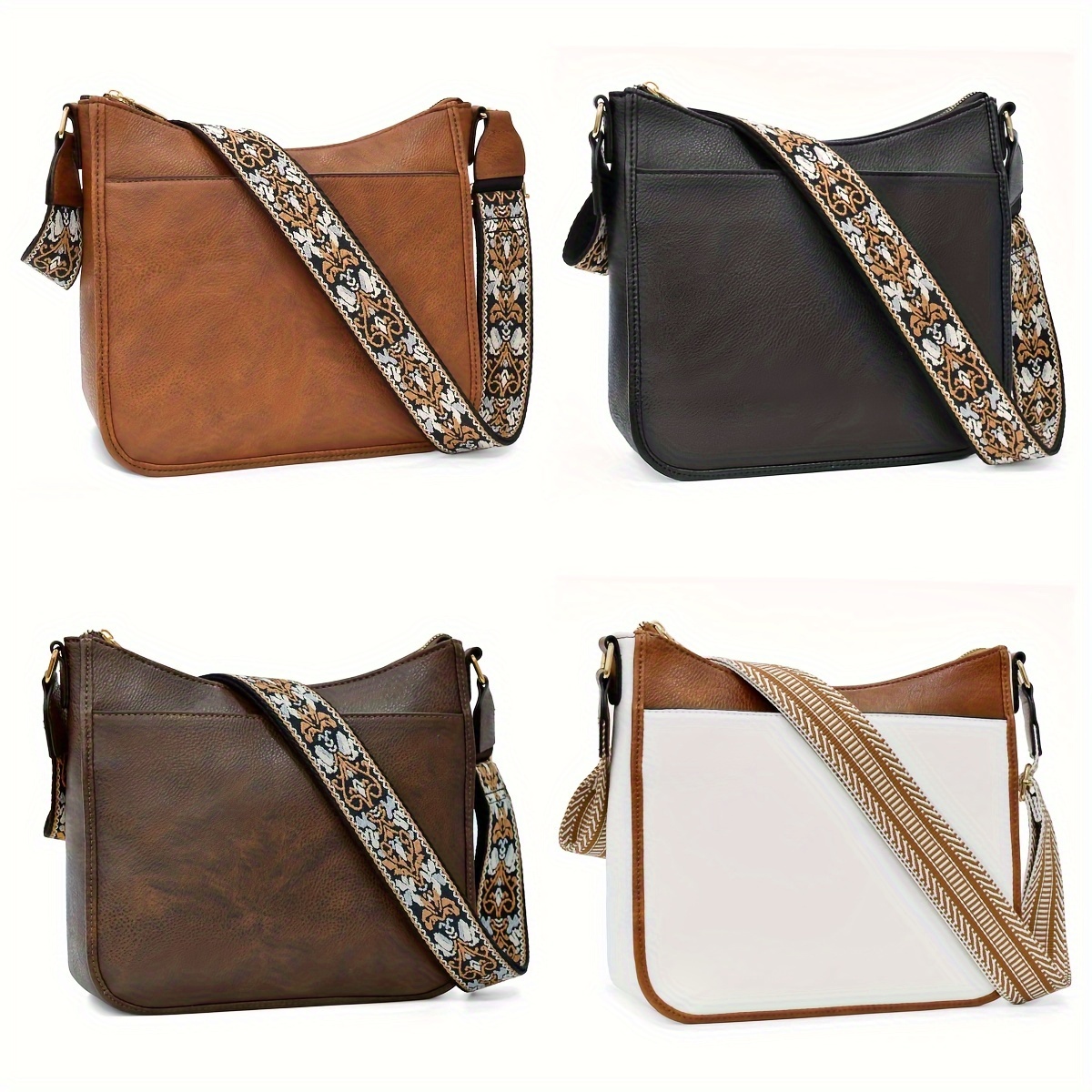 

1pcs Retro Crossbody Bags For Women Trendy Pu Hobo Purses Shoulder Handbags Wallet With Wide Shoulder Strap