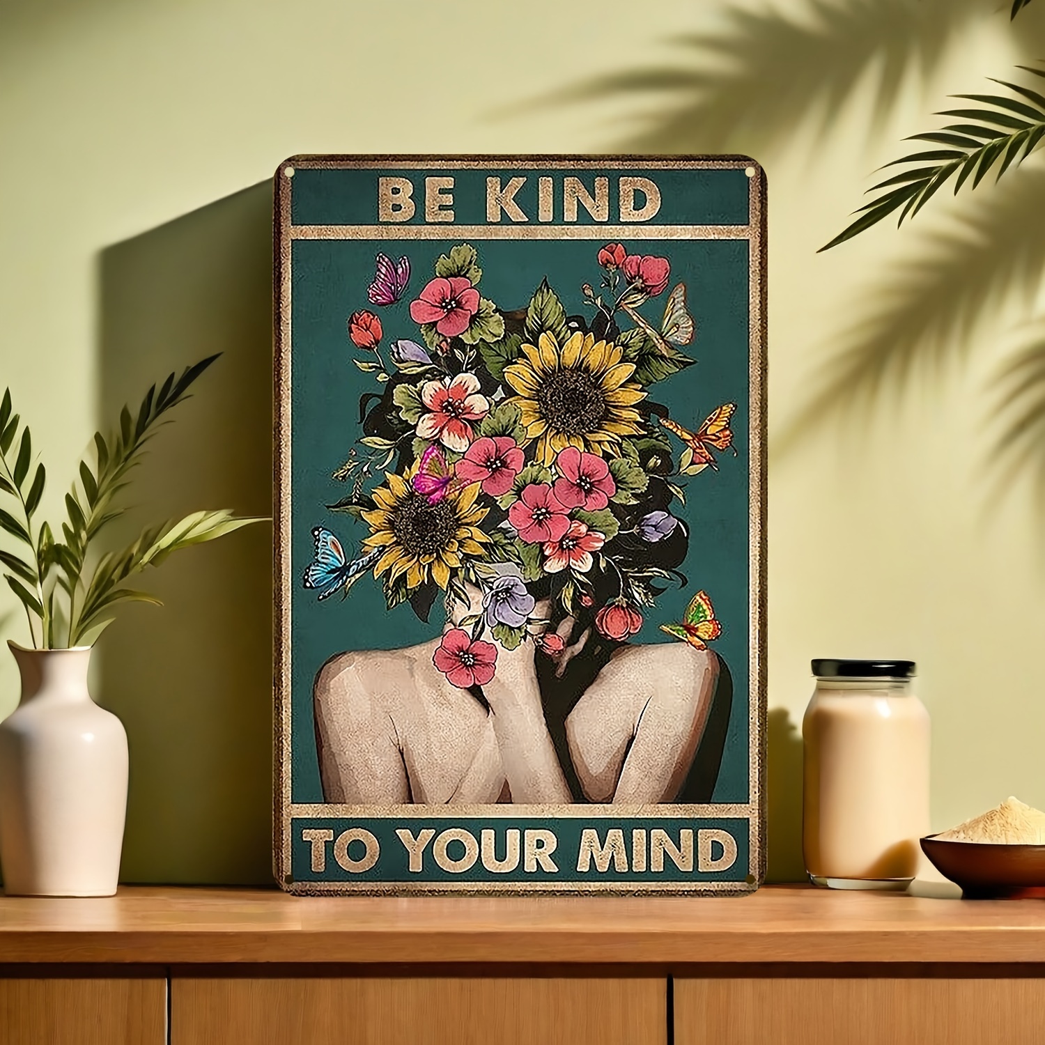 

Be Kind To Your Mind Vintage Metal Tin Sign, Waterproof Iron Wall Art Decor For Home, Garden, Bedroom, Bar, Bathroom, 20x30cm