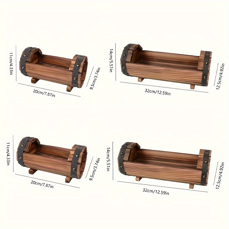 Image of 2/4pcs Garden Vintage Plant Succulent Planter Is Perfect For Home Garden And Yard Decorations, Multi-functional Decorative Wooden Planters For Indoor Plants And Outdoor Plants In The Garden