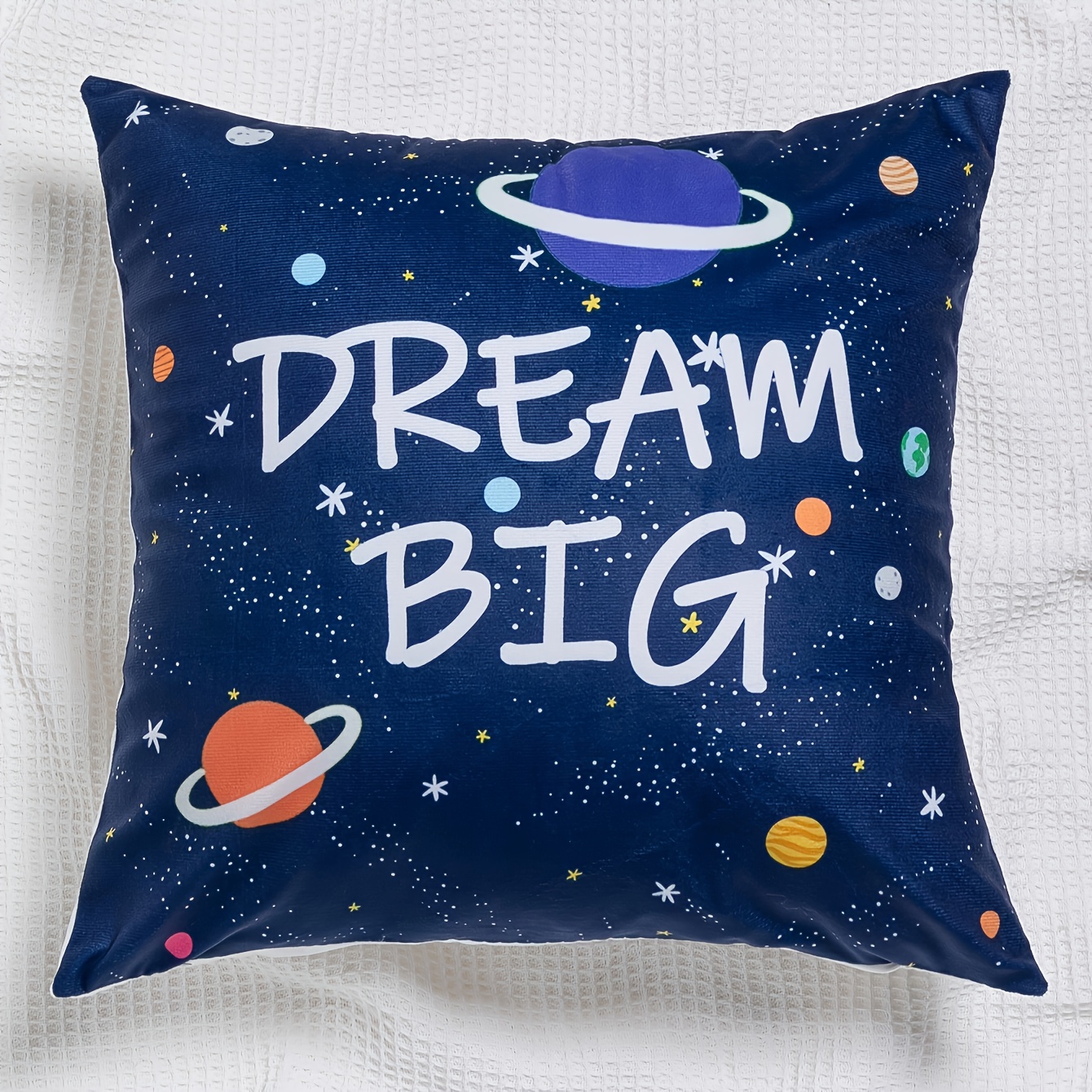 

1pc, Dream Big Space Themed Throw Pillow Cover, 45cm/17.7inch, Contemporary Style, Square Cushion Case, Home Decor, Bedroom Accessory, Starry Night Design