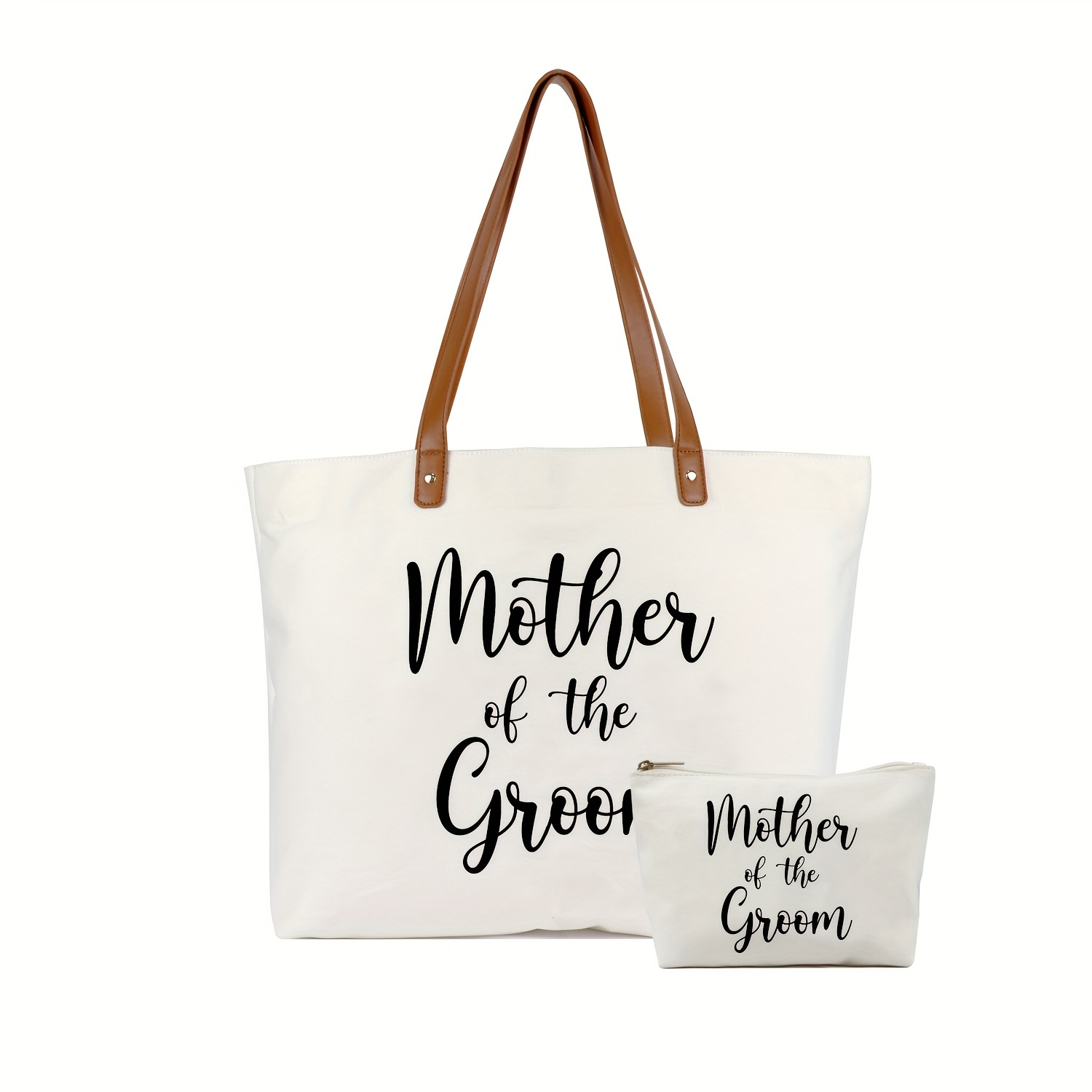 Bride Bag with Makeup Bag, Mrs Tote Bag */Bridal Shower Gifts for Bride,  White