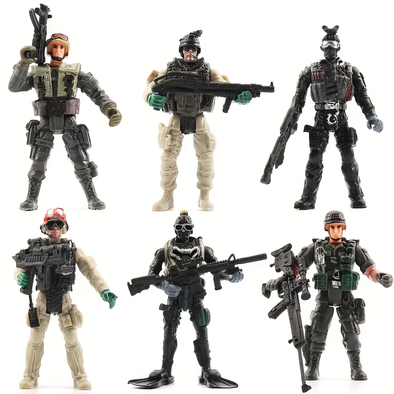 6 piezas de mini figuras de acción militar de soldado de la Segunda Guerra  Mundial, juguetes de bloque de construcción modelo ejército con múltiples