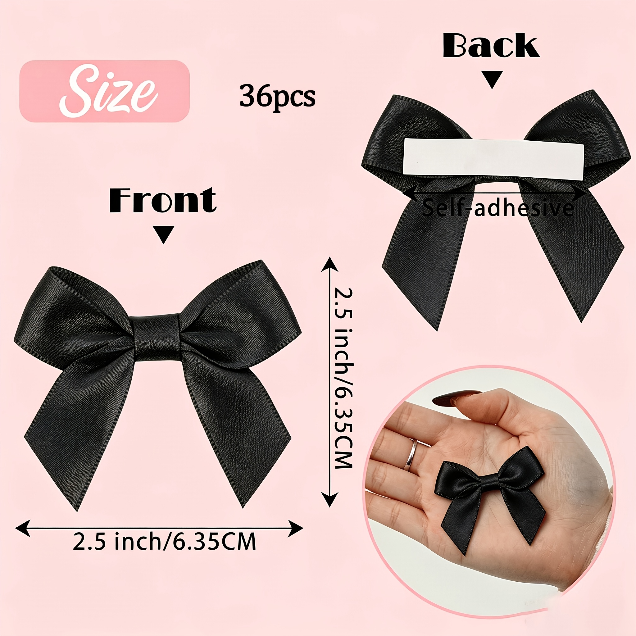TEMU 36 Stk. vorgefertigte Satinschleifen mit doppelseitigem Klebeband, geeignet für Geschenkverpackung, Babypartys, Hochzeiten, Geburtstage –