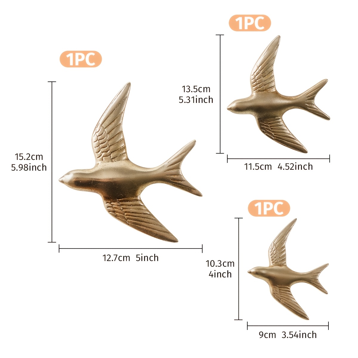 3pcs Golden Style Home Decoration Wall Hanging, European Simple Resin Material Handicrafts, Suitable For Living Room, Study, Shop And Celebration, Party Wall Decoration