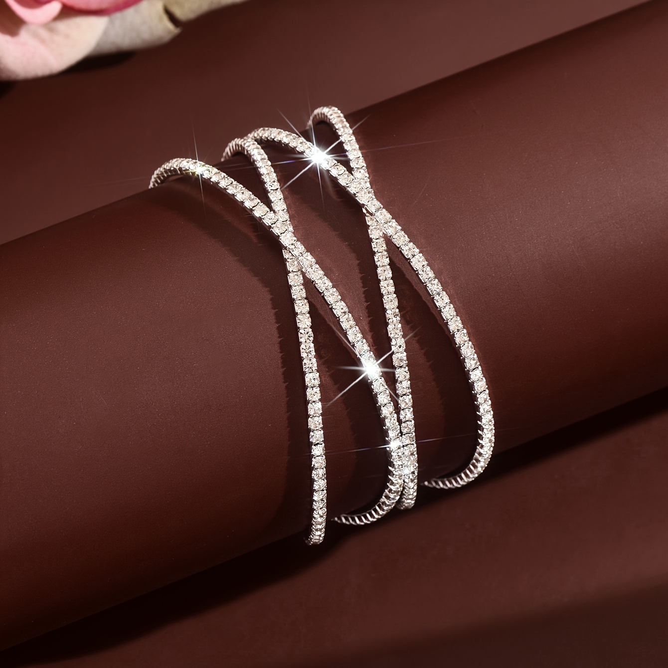 Women's Rhinestone Cross-Woven Bracelet with Birthstone