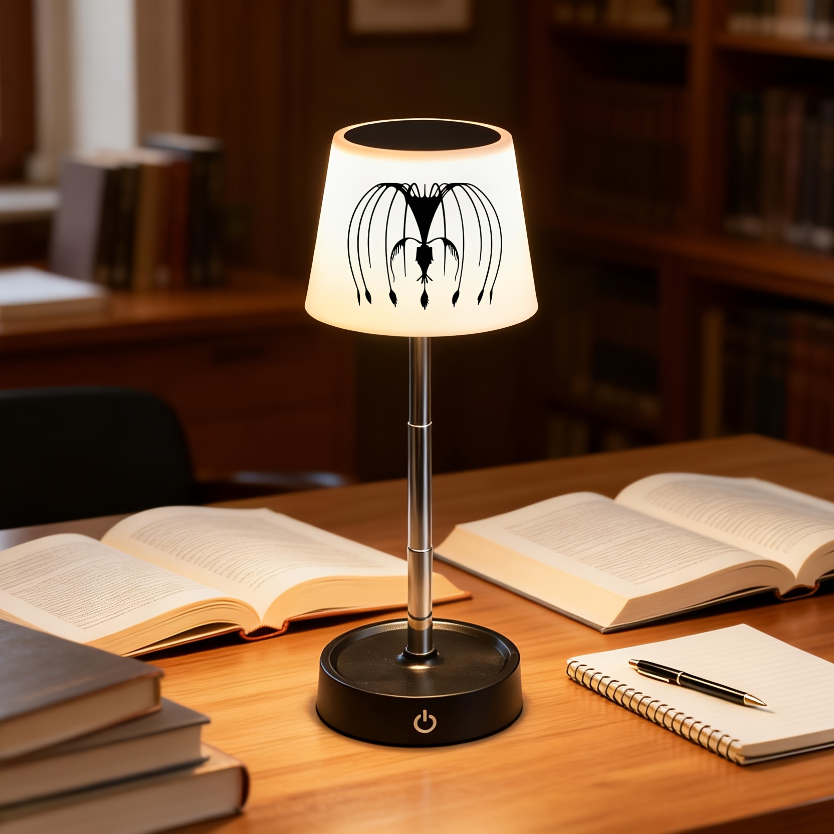 Deep Sea Creature Pattern Height Adjustable Desk Lamp, Rechargeable & Dimmable