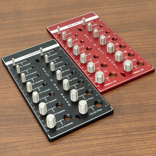 aluminum alloy iron nut and bolt thread checker uncharged standard metric thread gauge tool with inch and ruler fastener identifier for bolt sizes and thread pitch measurement