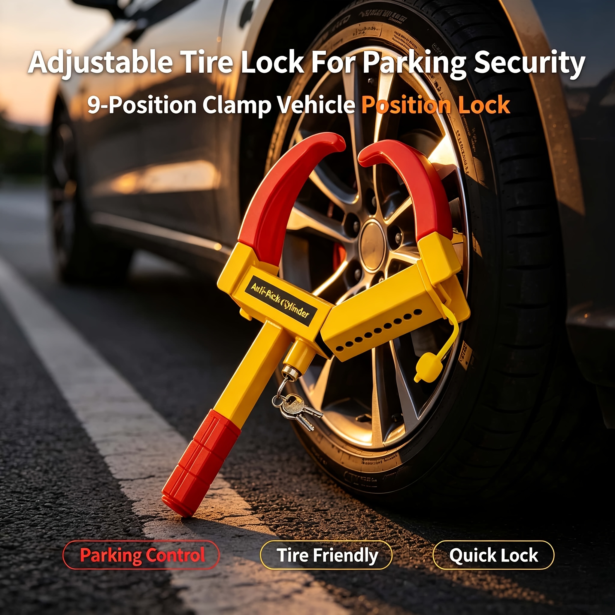 Image of Adjustable Wheel Clamp Accessory, 9-position Vehicle Wheel Fixing Clip Safety