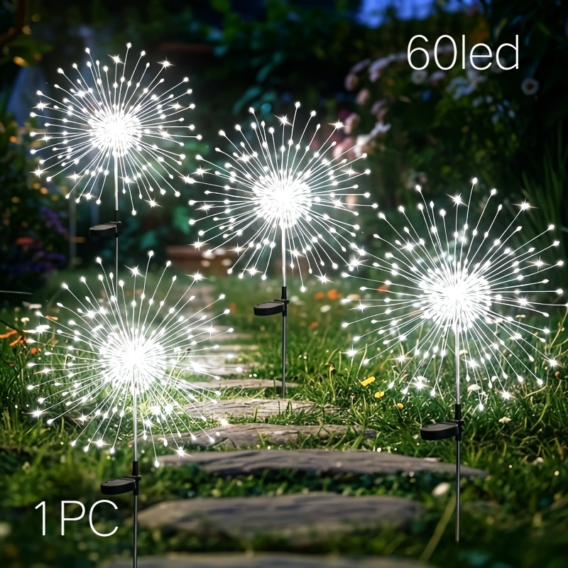 TEMU 1 Pack Of Solar-powered Dandelion Decorative Lamps, Ip54, 8 Lighting . Suitable For Outdoor Gardens, Lawns, Roadsides, Flower Pots, And
