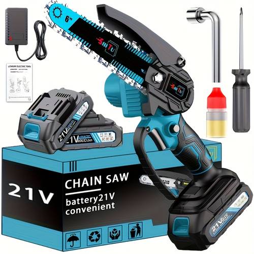 mini chainsaw cordless lightweight portable handheld electric tree cutter with splash lock rechargeable battery and safe trimming for quick cutting of tree branches courtyard household and for man pruning