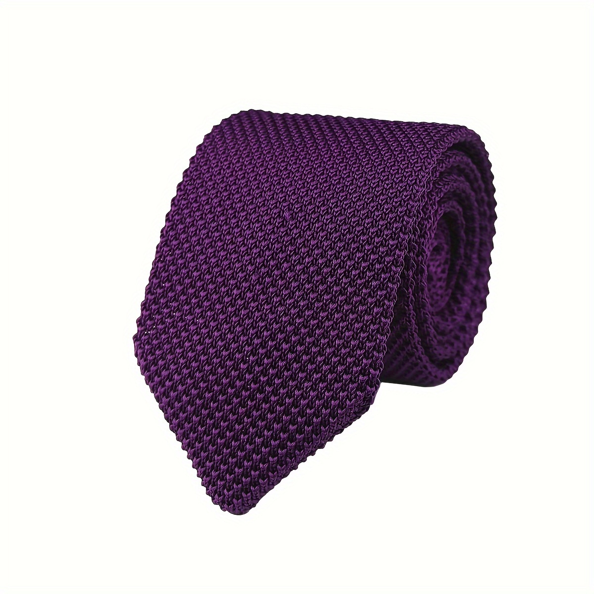 mens handmade knit necktie pointed tip business tie solid color textured design 100 polyester 6 colors emerald   blue purple burgundy dark gray black for formal casual wear     fine   corporate attire
