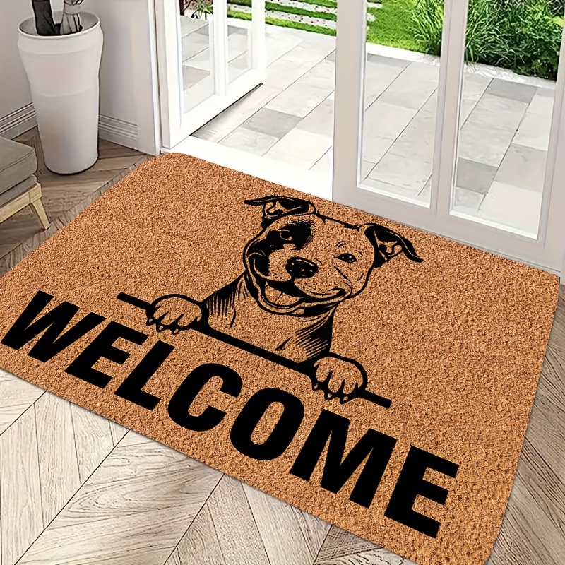 

Stain-resistant Welcome Doormat With Design - Machine Washable, Low Pile, Rectangle Polyester Entrance Mat For Indoor/outdoor Use - , Easy To Clean Door Mat