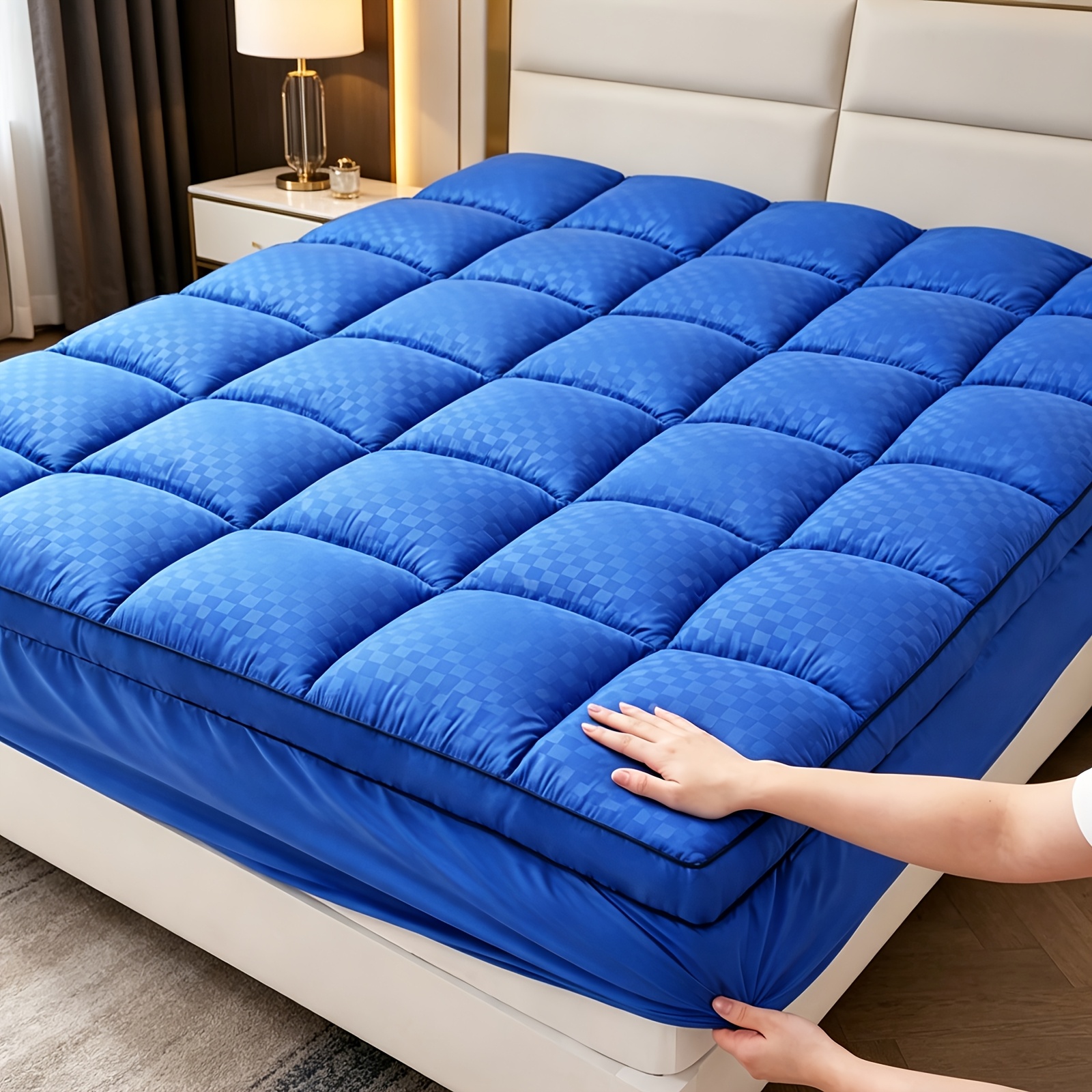 TEMU Mattress Topper, Mattress Pad Pillow Top Mattress Cover Quilted Fitted Mattress Protector Top Stretches Up 8-21" Deep Pocket Cooling, Mattress
