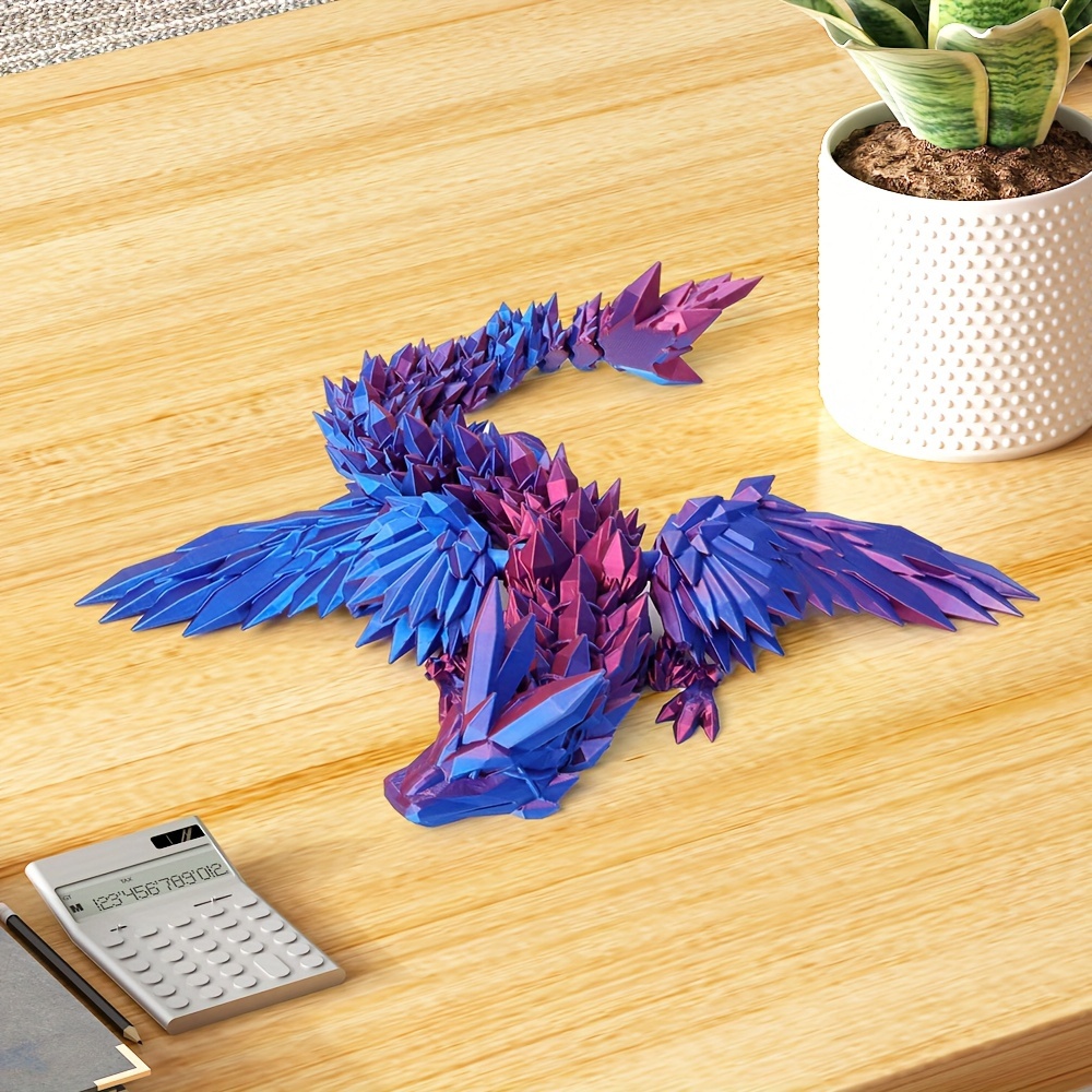 

3d Printed Flying Dragon Figurine With Movable Joints - Plastic Ornament Decoration For Fish Tank Landscaping, Office & Room Decor, Creative Handheld Model Gift
