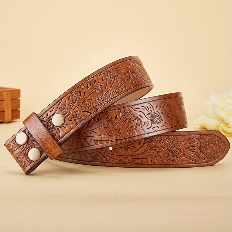 Western Cowgirl Belt with Vintage Buckle for Jeans - Faux Leather Medium Belt - YCMI Vintage-Western-Style Belts for Women and Men - Cowboy  main image 4