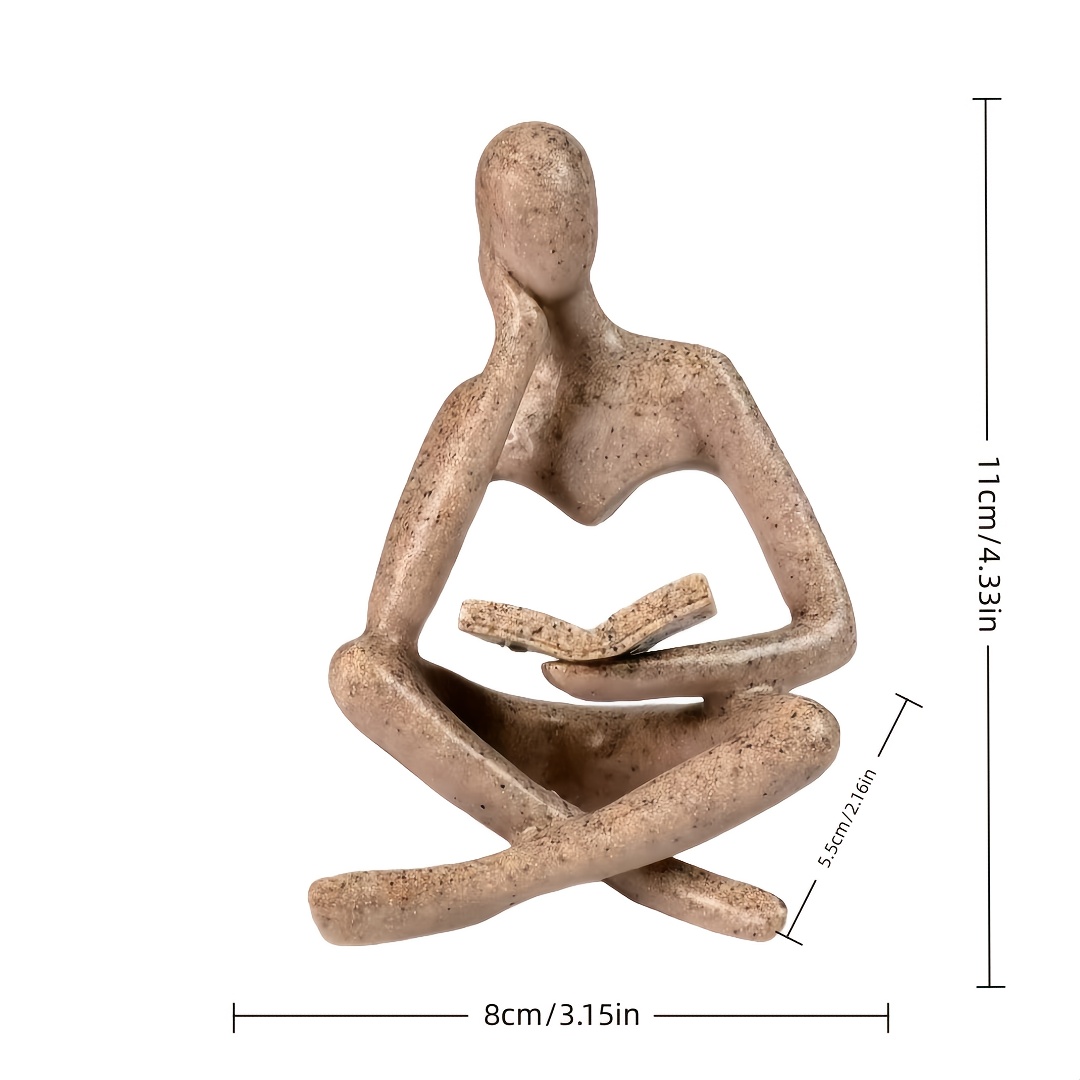 Image of 1pc A Stylish Sandstone Resin Figure For Reading - A Versatile Decoration For Indoor And Outdoor Spaces, Suitable For Living Rooms, Studies, And Bars. An Present Love Books, Making It A For Christmas