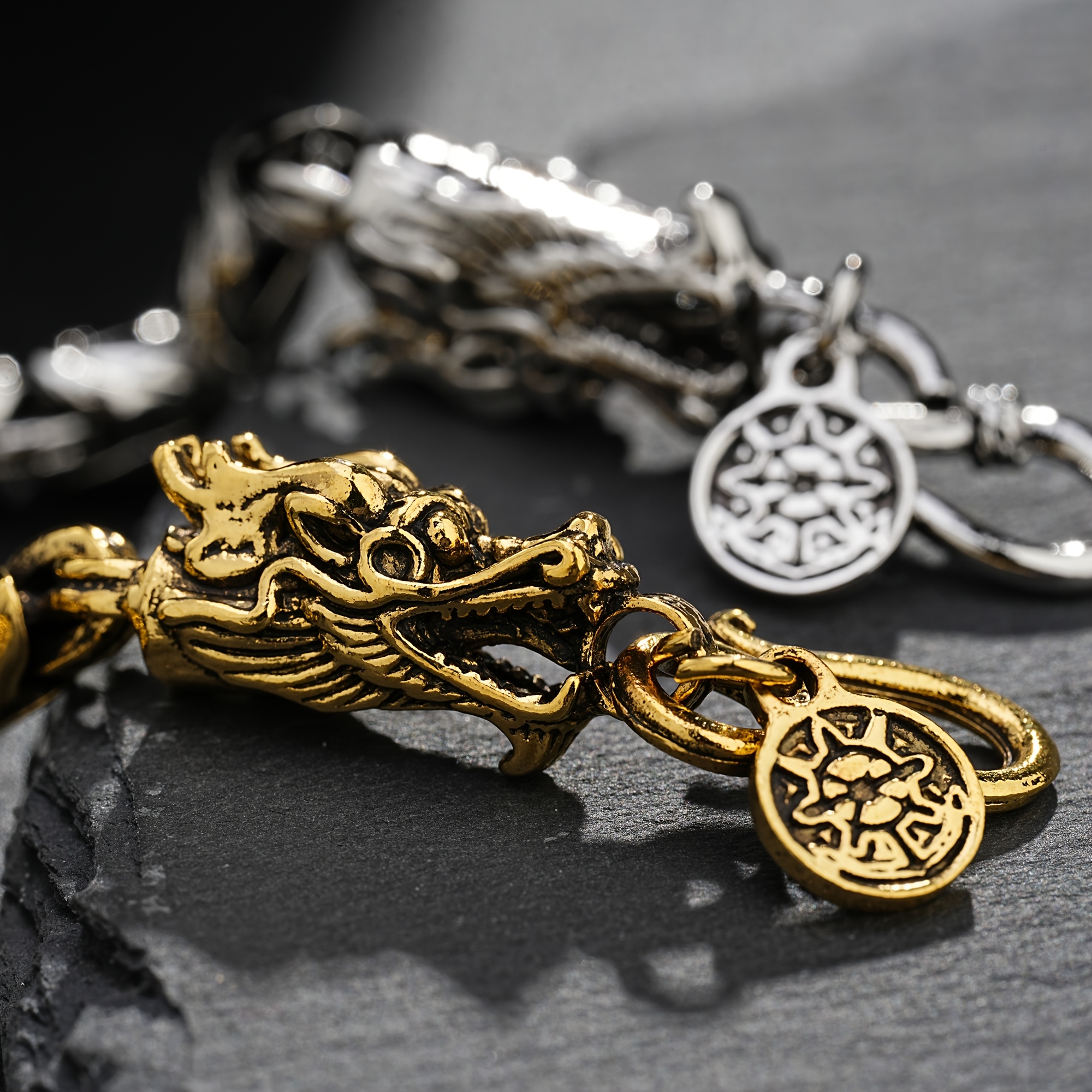 special and unique men's retro double-headed dragon bracelet punk