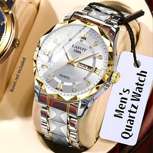 new stainless steel mens quartz watch roman round dial date calendar stylish minimalist luxury watch luminous sports casual business multi function watch ideal birthday and holiday gift mens elegant watch mens watch