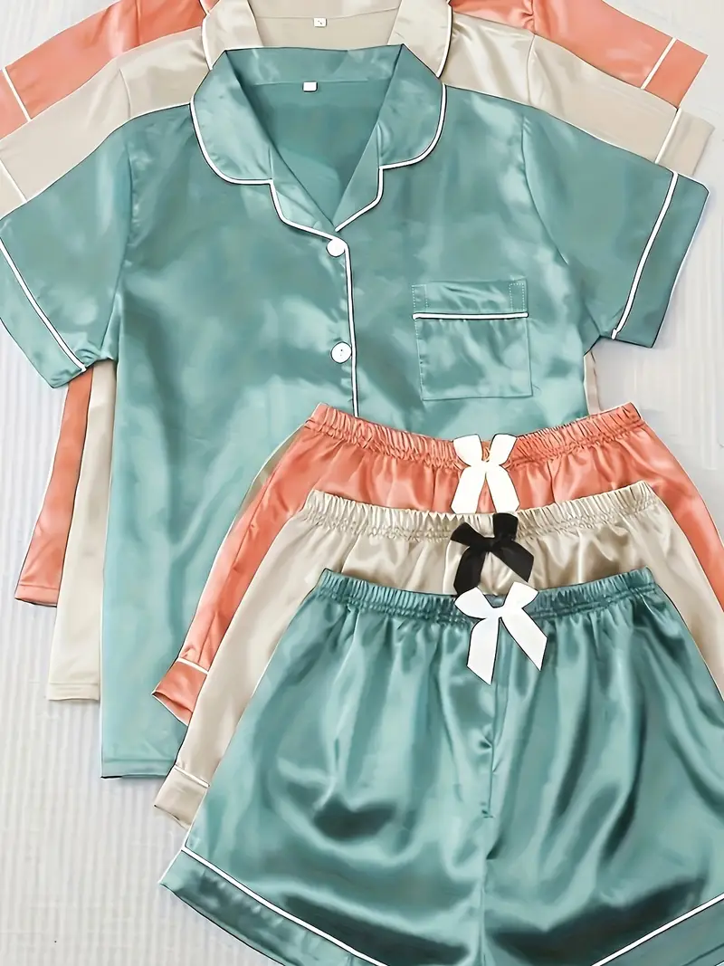 ladies satin silky plain pajama set Product details 3