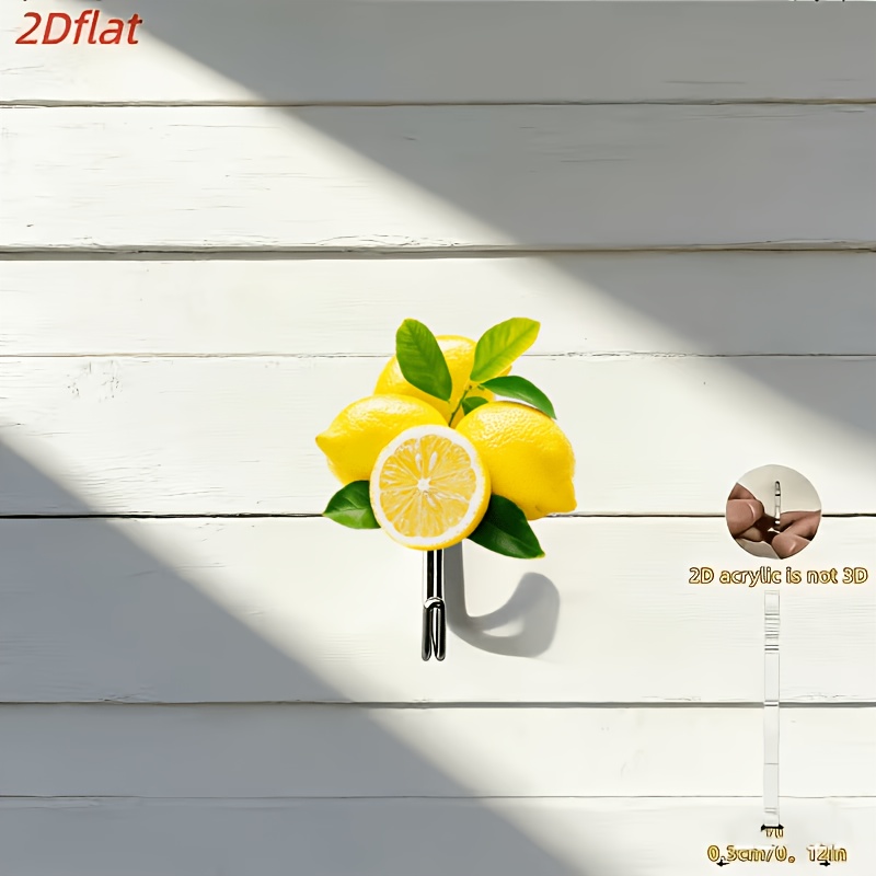 TEMU 2d Acrylic Flat 1pc Lemon Pattern Utility Hook - No Drilling, Door & Bathroom Hook, , Fashionable Design For Kitchen, Bathroom, Living Room