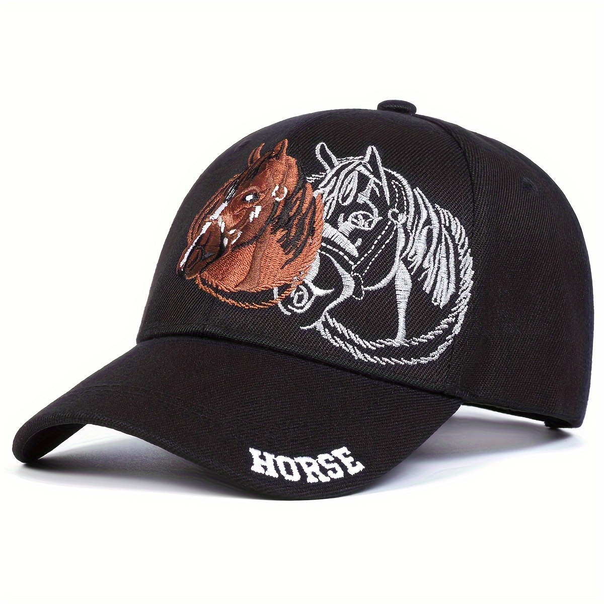 Image of 1pc Men Horse Patch Embroidered Baseball Cap Outdoor Sports Hat Adjustable Fashion Casual Cap Suitable For Spring And Autumn Travel, Beach Party