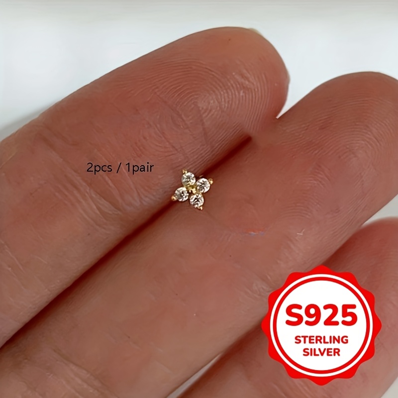 925 Sterling Silver Flower Drop Earrings with Cubic Zirconia