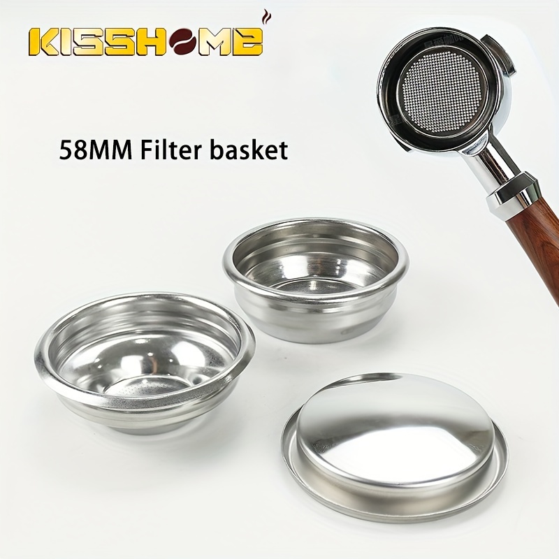 

1pc Kisshome 58mm Stainless Steel Coffee Filter Basket, Non-pressurized, Bottomless Portafilter For E61 Gaggia Barsetto, Maker Accessory, Kitchen And Coffee Filtering Tool