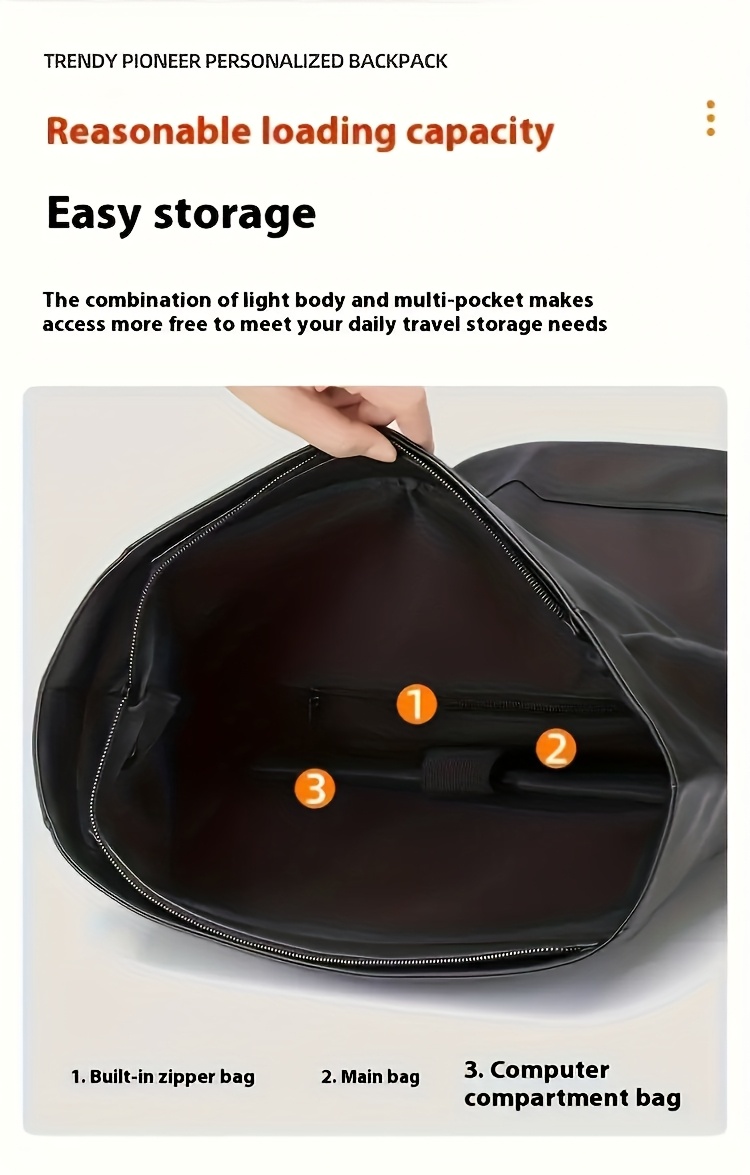 2026 New Men's Backpack, Minimalist Solid Color Travel Bag, Large Capacity PU Laptop Backpack - Ergonomic Shoulder Straps and Zipper Closure Business Commuter Bag, Multi-Compartment Foldable Office Outdoor Backpack | Modern Style Laptop Storage Bag