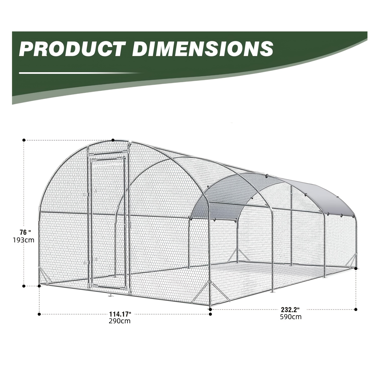 TEMU Large Metal Chicken Coop With Walk-in Poultry Cage Outdoor Anti-uv Cover For Garden Backyard