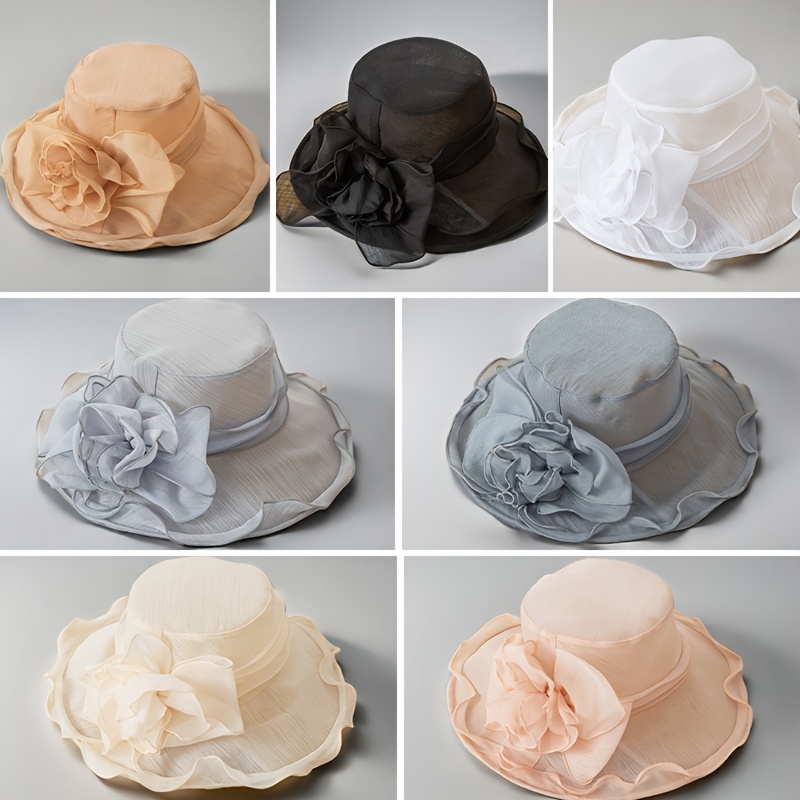 

[1pc Foldable Wide Sun Hat] 1pc Women's Foldable Wide Sun Hat, Acrylic Knitted Bucket Cap, Water-resistant, Fit, With Decorative Accessories, For Outdoor, Beach, Travel, Hiking, De Patriotic Theme