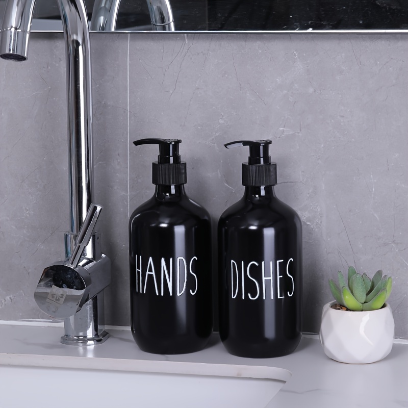 Set Of 2 Plastic Liquid Soap Storage Bottles For Dish Soap And Hand Soap, Refillable Containers With Stickers