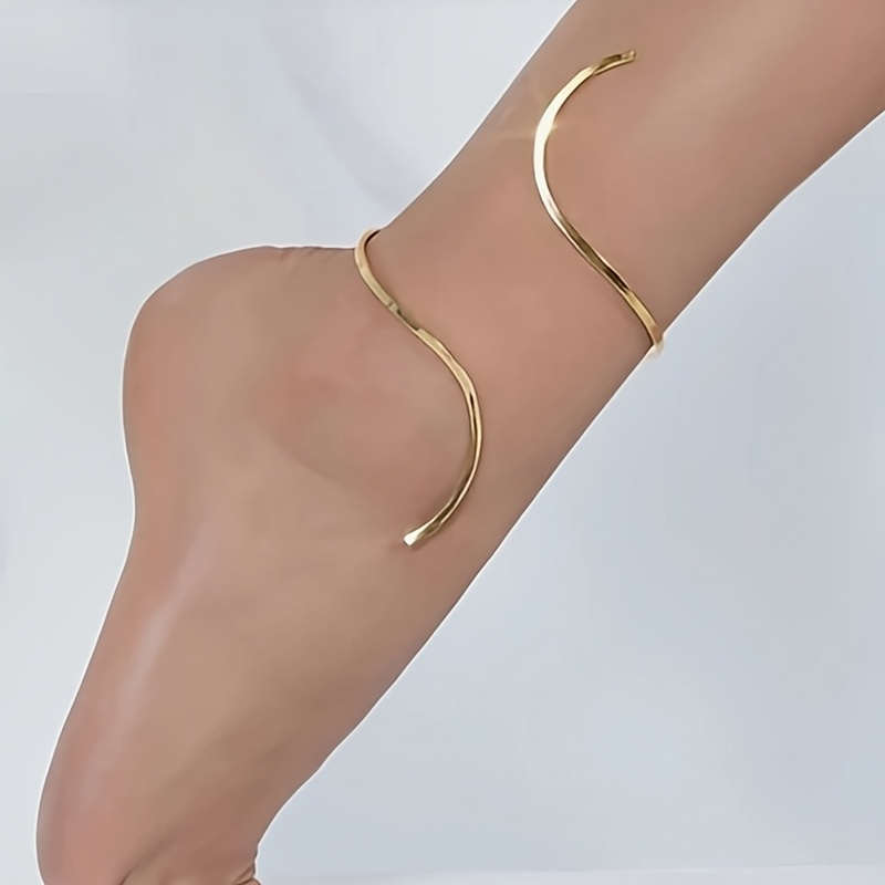 TEMU 1 Retro Linear Geometric Curve Ankle Adjustable Ankle, Elegant Retro Design, Perfect For Daily Wear, Parties, Thanksgiving, , Teacher's Day,