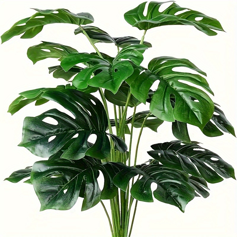 

1pc Artificial Monstera Palm Tree Leaves - Faux Tropical Plant Greenery - Plastic For Living Room - Home Decor Without Container - Thanksgiving, Hanukkah, Easter, Valentine's Day, Christmas - Gift