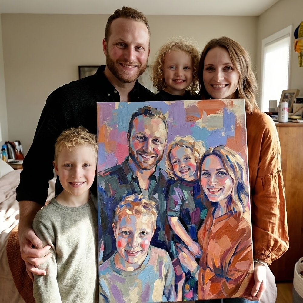 TEMU 2d Flat, 2d Flat Unframed Custom Oil Painting Portrait, Painted From Your Photo. "frameless" Style. As An Ideal Mother's Day Gift For Mom And