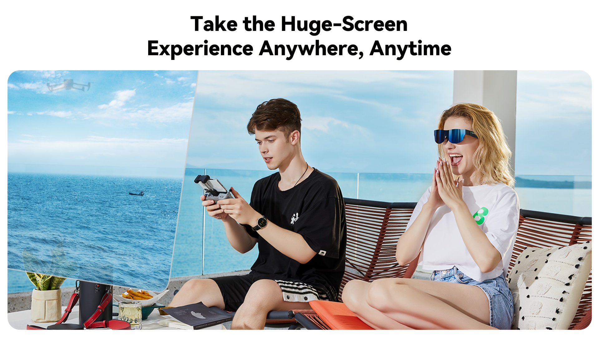  t1 ar glasses blue with smart glasses trendy tech gadgets portable display video glasses with 150 1800 nit screen and 6 00d adjustment for watching live streaming sports movies reading and entertainment Product details 0