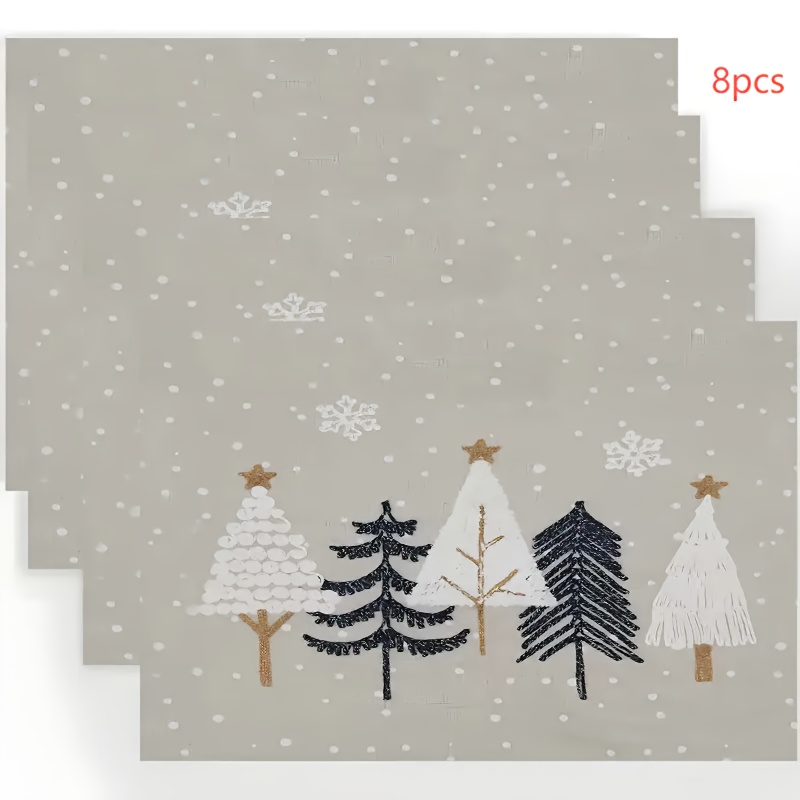 2/4/5/6/7/8 Pack, Christmas Tree Placemat - Rectangular, Polyester Material, Machine Washable, Christmas Decoration, Suitable For Holiday Dining And Parties, Restaurant, Kitchen 30x45cm
