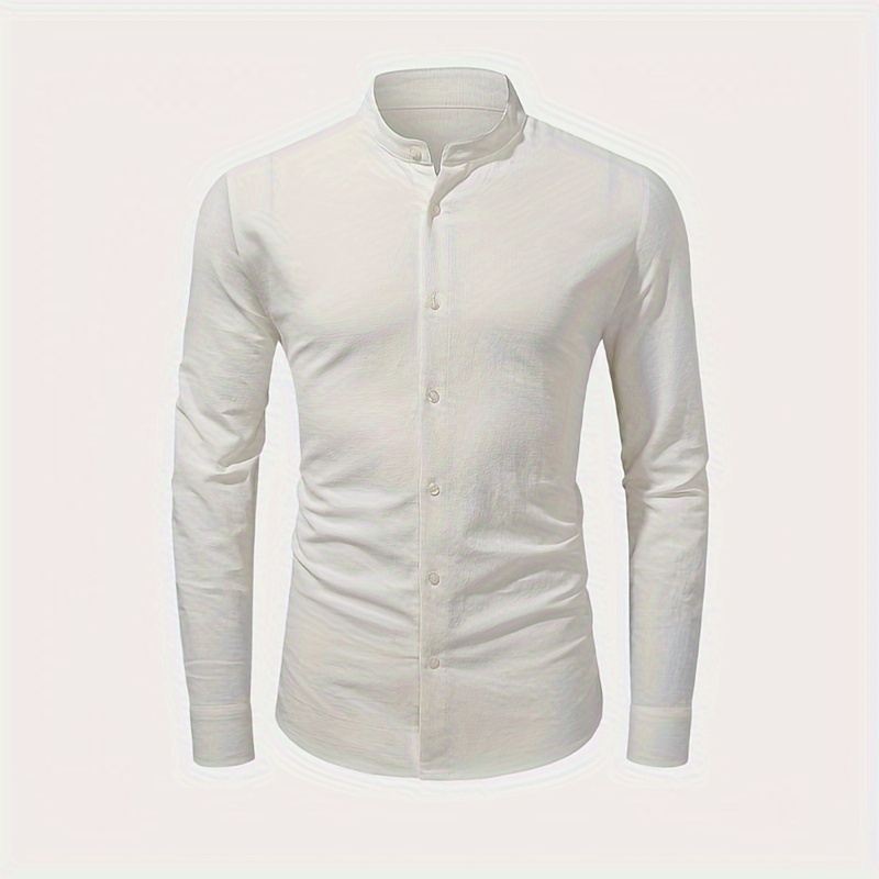 

Men's Casual Long Sleeve Shirt, Chic Button Up Comfy Shirt For Summer Beach Resort