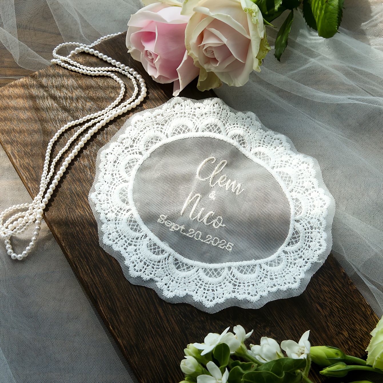 E-shop Personalisiertes Besticktes Hochzeitskleid-Patch – Individueller Brautname – Spitzenapplikation – Anpassbare Stickerei für