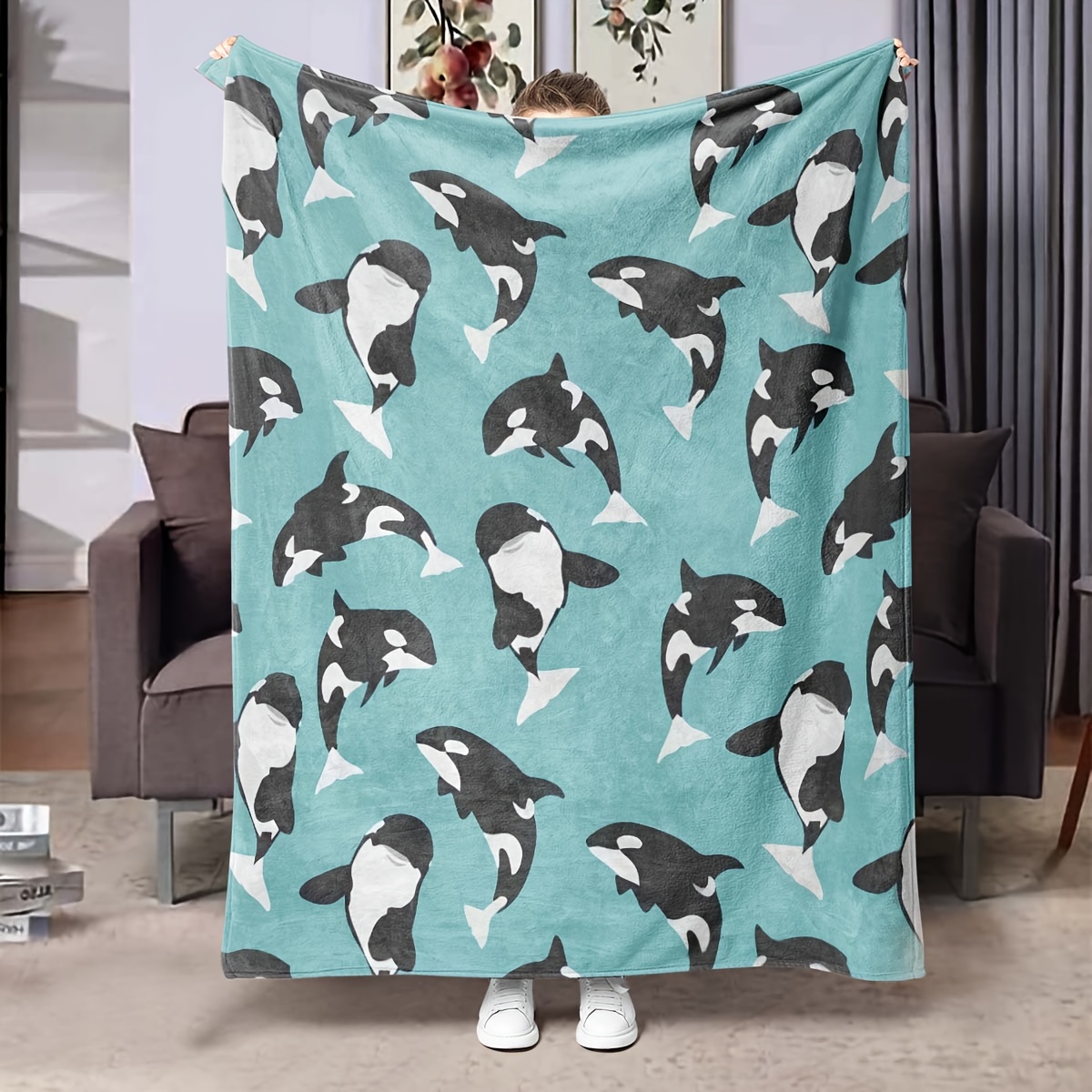 

Cozy Print Flannel Throw Blanket - Soft, Warm, And Lightweight For Couch, Bed, Office, And Travel - Gift, 1pc