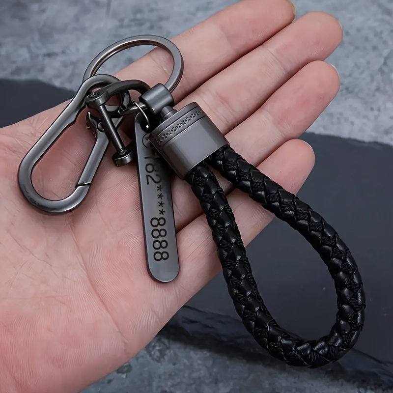 TEMU A Customized Anti-loss Keychain Pendant, Stainless Steel Personalized Name Tag Phone Number Keychain Anti-loss Back Packaging Decoration Gift
