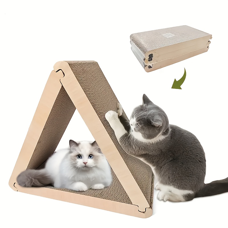 

1pc Triangle Cat Scratcher, Foldable Cardboard Pad, Geometric Cardboard Cat Toy, Cute Claw , No Batteries Required, For Cats